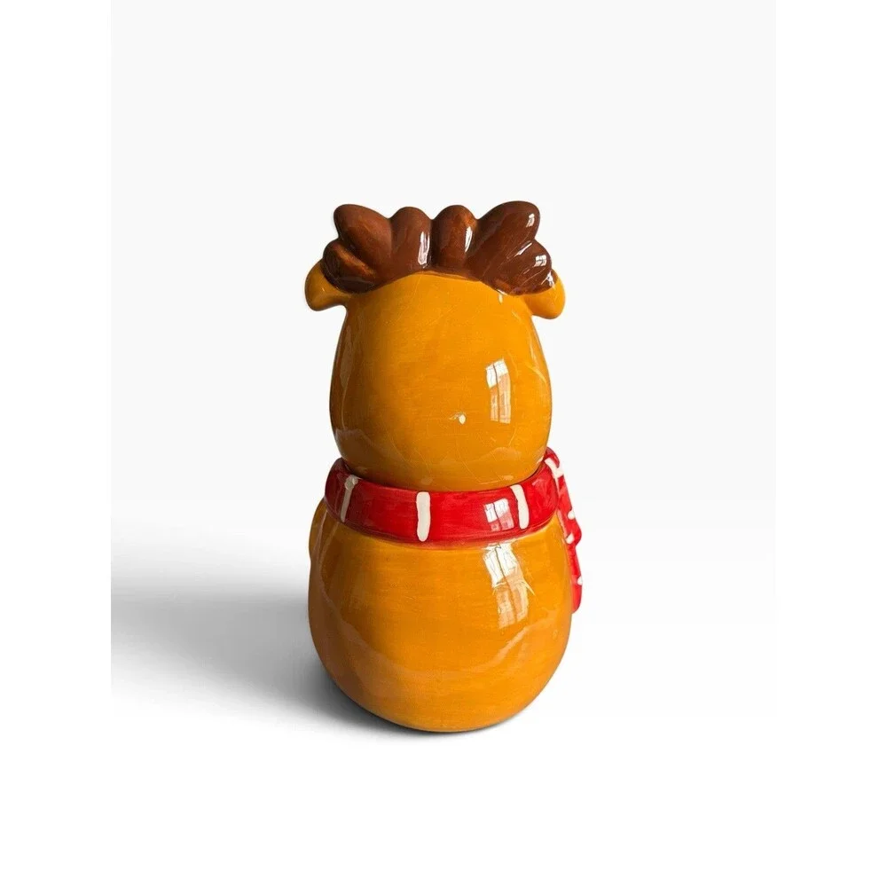 David’s Cookies Ceramic Reindeer Cookie Jar Vintage Christmas Kitchen Decor